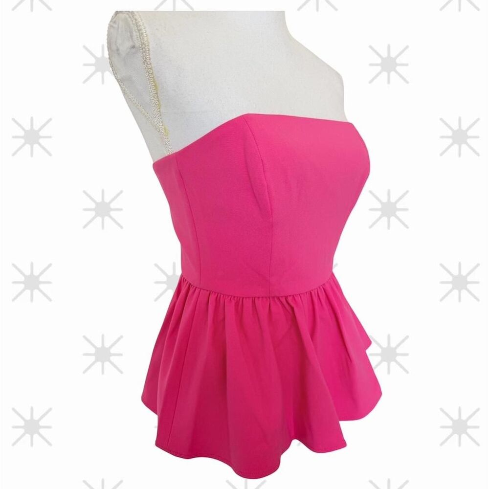 💞 NWT French Connection Strapless Bubble Peplum Top 💞 Size 4 - Picture 2 of 8